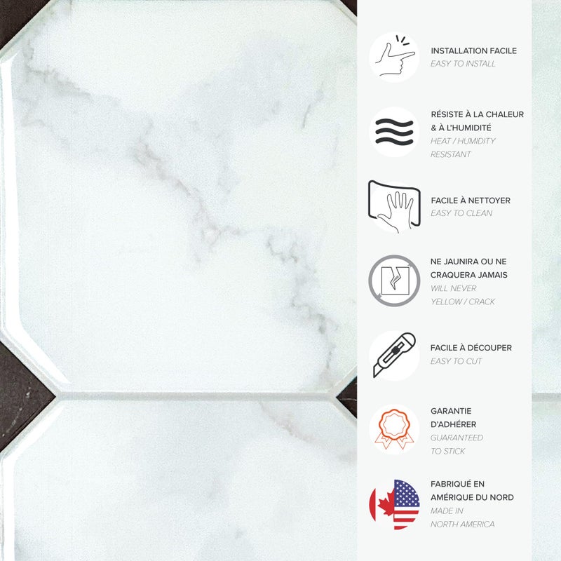 SMART TILES Peel and Stick Backsplash - 5 Sheets of 7,75"" x 7,75"" - 3D Adhesive Peel and Stick Tile Backsplash for Kitchen, Bathroom, Wall Tile, Checkered - Image 5